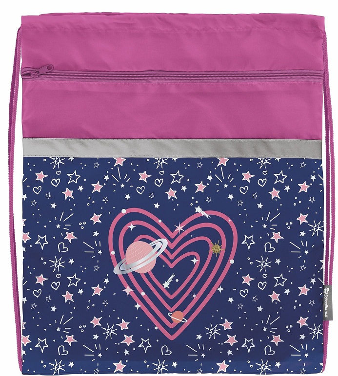 Сумка-мешок для обуви "HEARTS AND STARS" +карман 42х34см для девочек schoolФОРМАТ