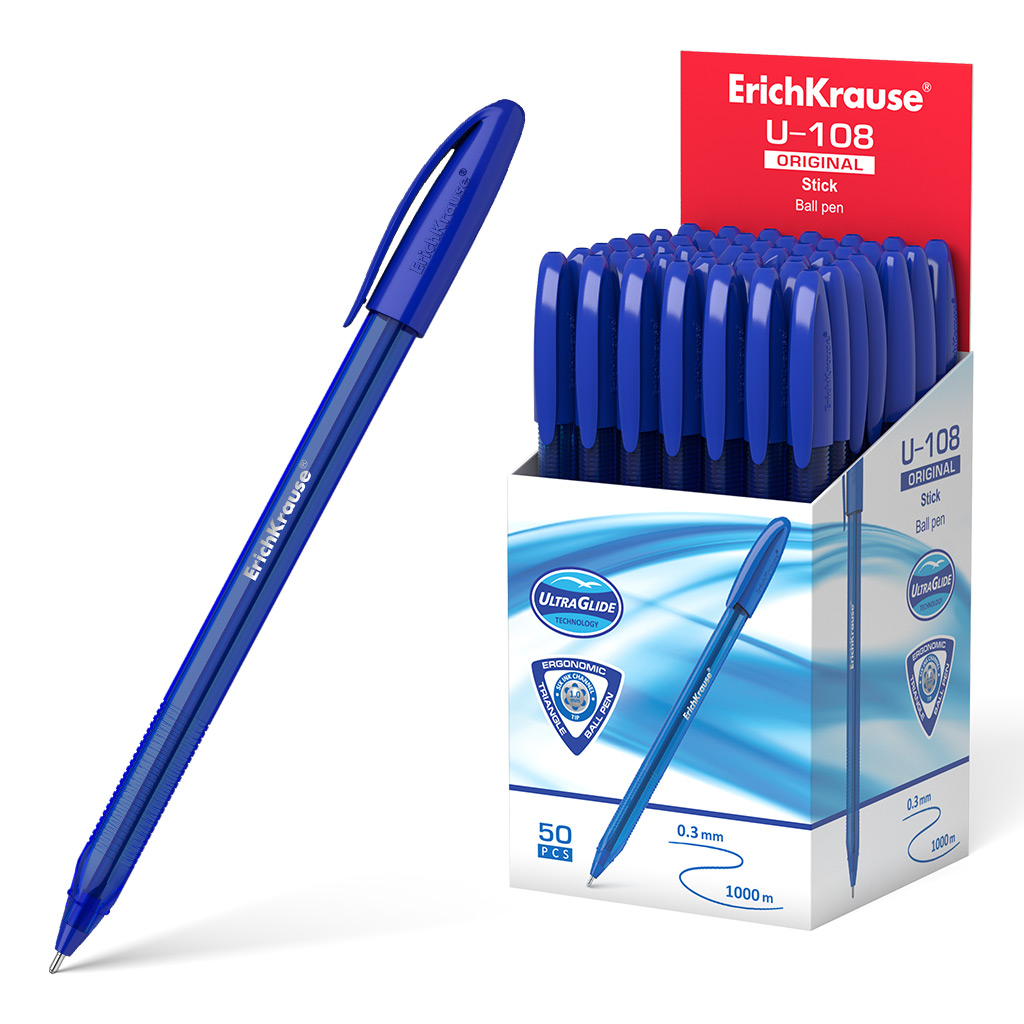 Ручка шариковая   одноразов. синий 1мм U-108 Original Stick синий корп. треуг. корп 1000м Erich Krause
