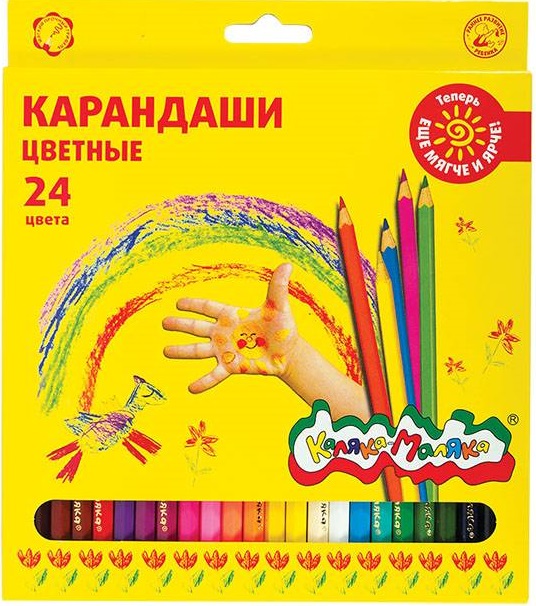 Цветные карандаши 24цв к/к мягкие Каляка-Маляка