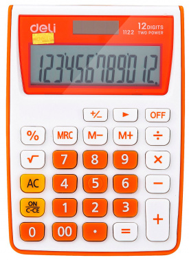 Калькулятор 12разр. 2пит. оранжевый Deli