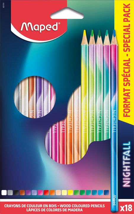 Цветные карандаши 18цв "NIGHTFALL" декориров. цв. корпус амер. липа MAPED