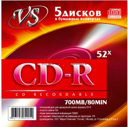 Диск CD-R 700Mb 80min 52х Конверт VS