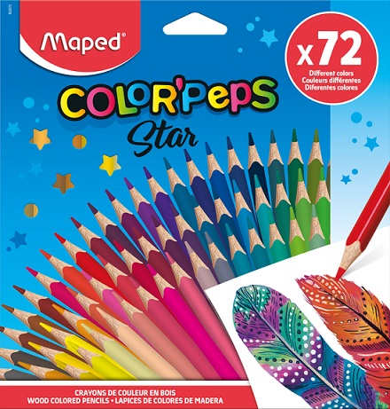 Цветные карандаши 72цв амер. липа треуг. футляр COLOR'PEPS STAR MAPED