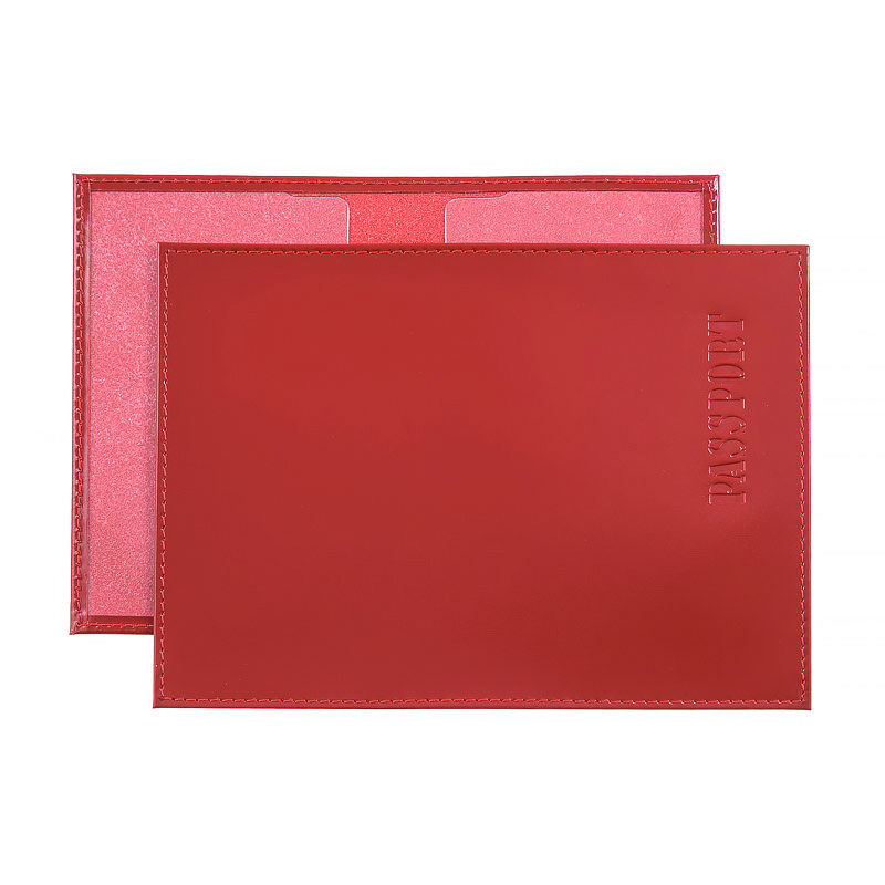 Обложка для паспорта кожа О-8 Красная глянец 135 Пкл