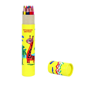 Цветные карандаши 12цв в тубе +точилка Каляка-Маляка