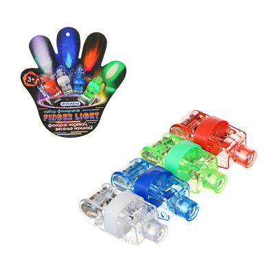Игрушка Набор фонариков Finger light, пластик, 3LR44, пластик, 4цвета ClipStudio