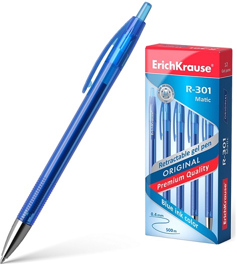 Ручка гелевая  автом. синий 0, 5мм R-301 Original Gel Matic Erich Krause