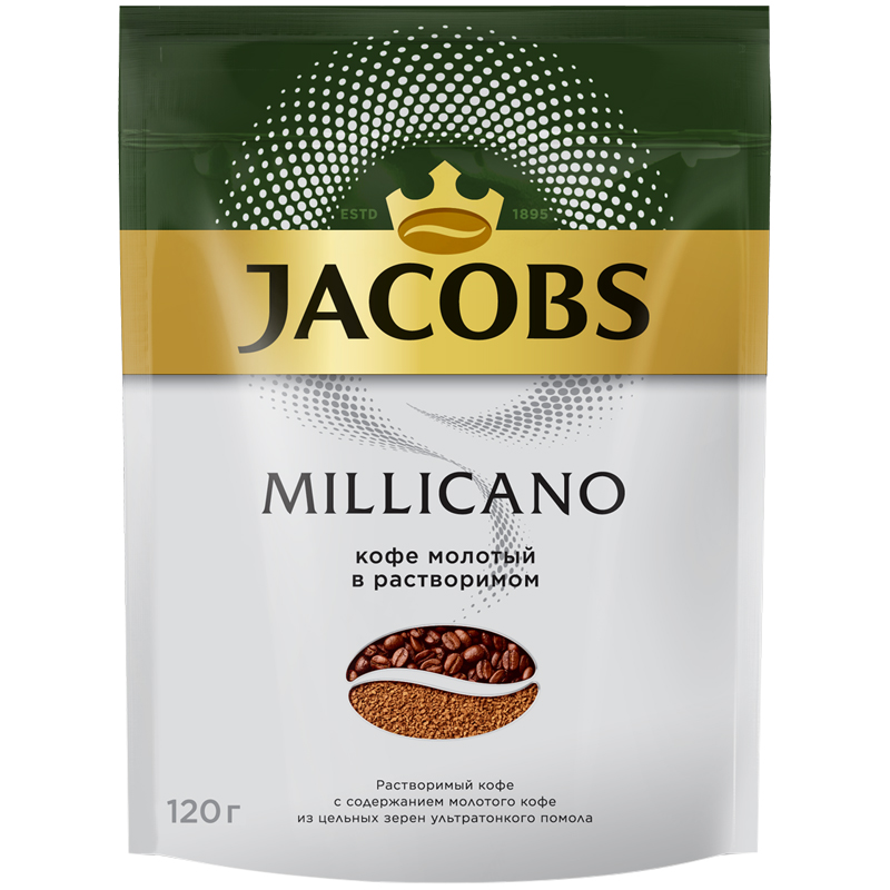 Кофе м/уп 120г. раств. JACOBS Monarch Millicano сублимированный с молотым