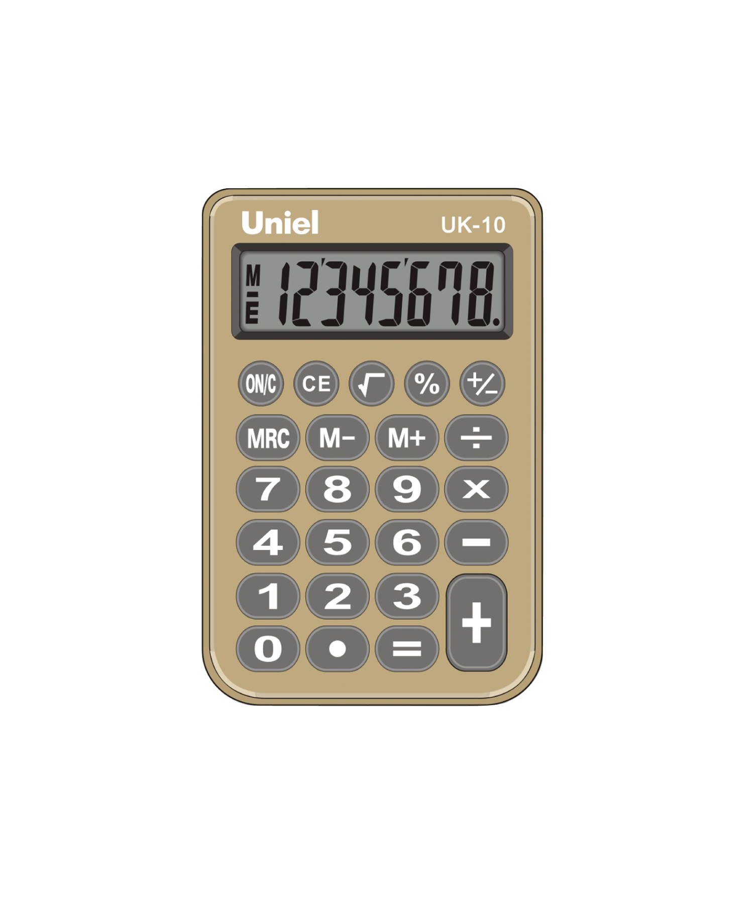 Калькулятор  8разр. ,карманный бежевый %+Корень 94*62*11мм UNIEL