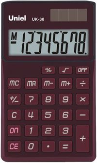 Калькулятор  8разр. ,карманный красный %+Корень метла. панель 97*62*11мм UNIEL