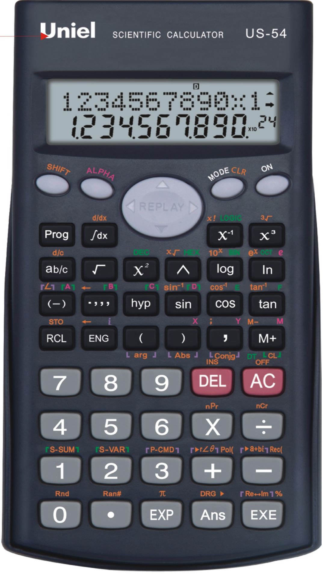 Калькулятор научный 10+2разр. 279 функций Программируемый 2-хстроч. дисплей 162*84*18мм UNIEL