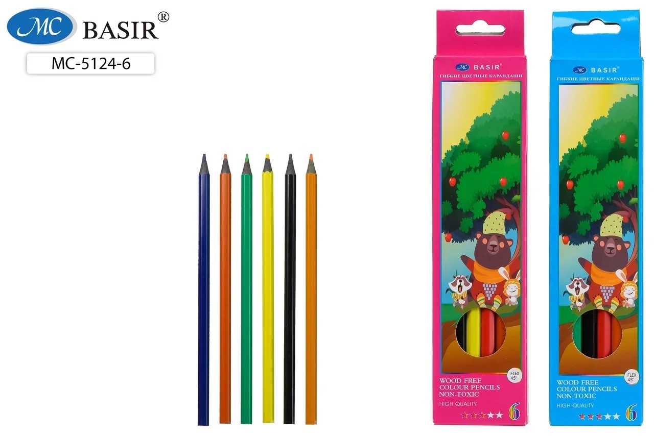 Цветные карандаши 6цв пластик "ЛЕСНЫЕ ДРУЗЬЯ" Basir