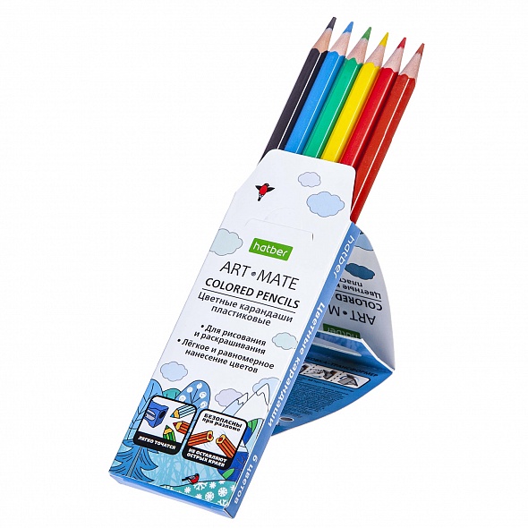 Цветные карандаши  6цв  пластик "ECO" ART-Mate к/к Hatber ECO