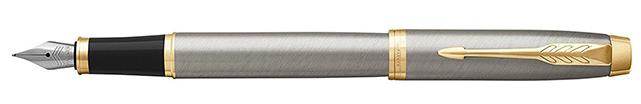 Ручка подарочная перо IM Brushed Metal GT серебристый корпус позолоченные детали PARKER