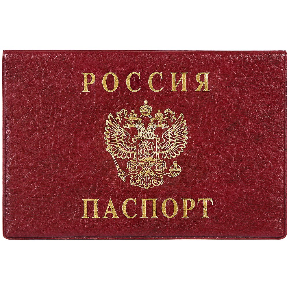Обложка для паспорта ПВХ горизонтальная бордо Герб ДПС
