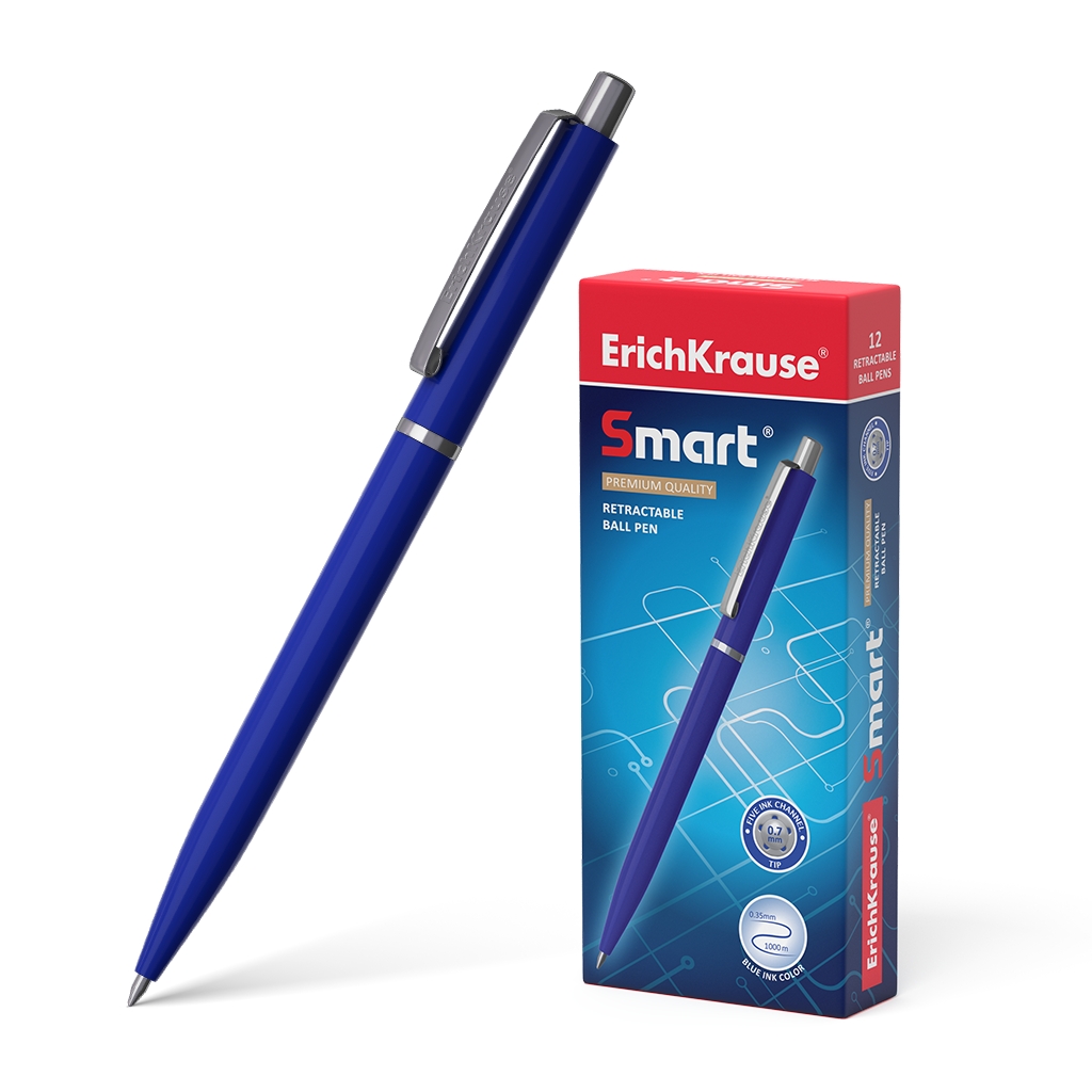 Ручка автоматическая  синий 0, 7мм SMART 1000м длина письма Erich Krause