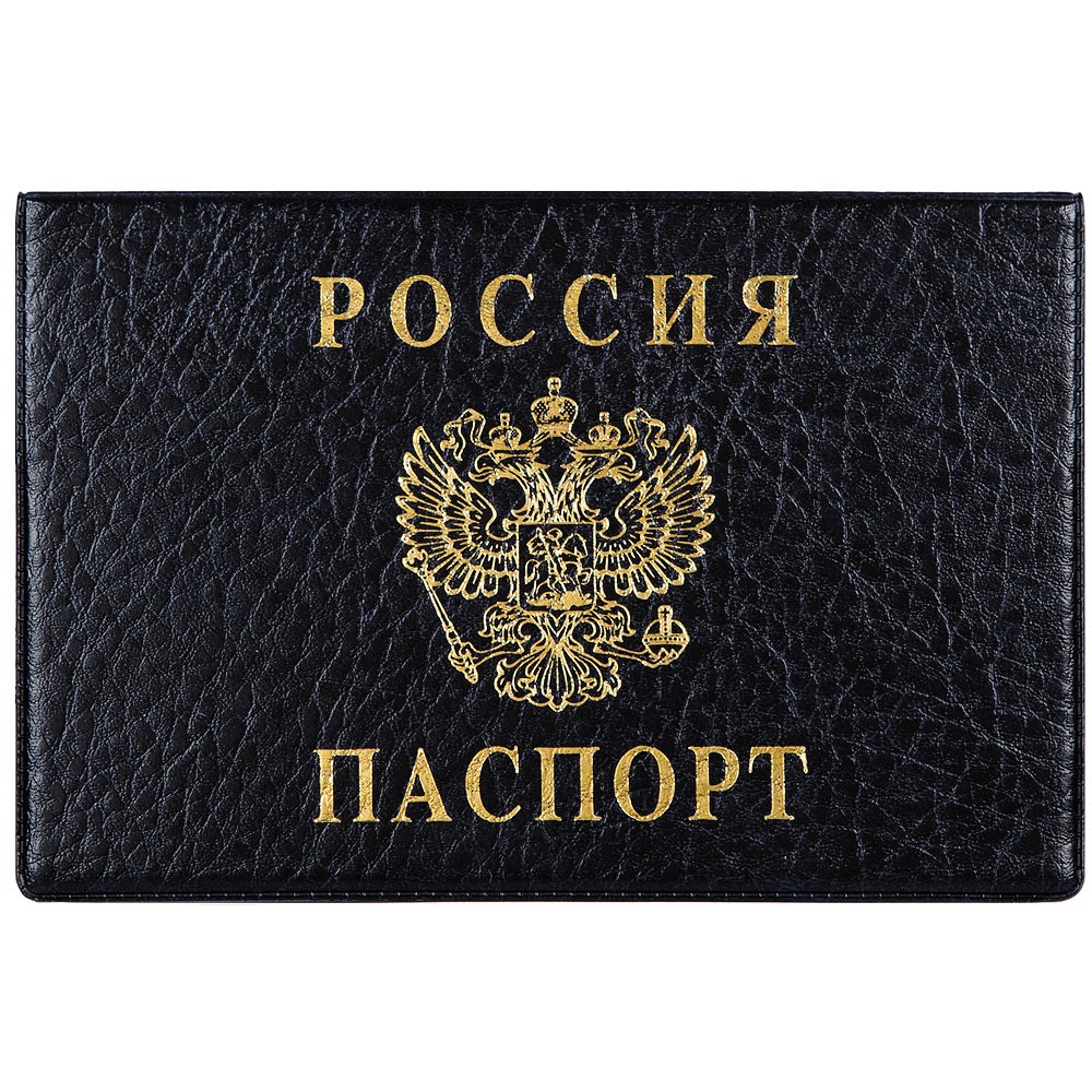 Обложка для паспорта ПВХ горизонтальная черная Герб ДПС
