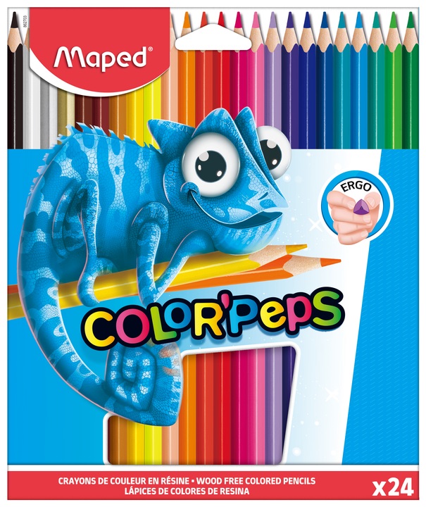 Цветные карандаши 24цв  пластик "PULSE" к/к MAPED