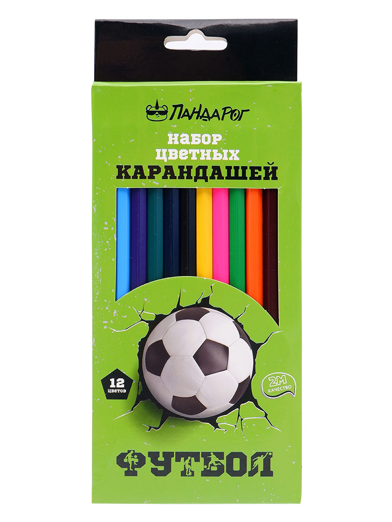 Цветные карандаши 12цв "Футбол" к/к ПандаРог