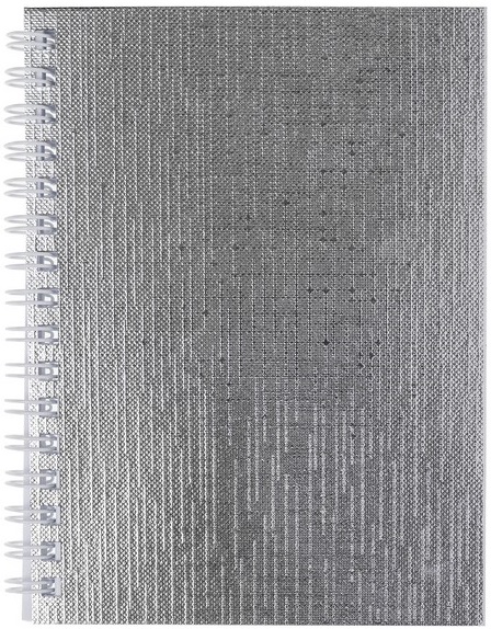 Книжка записная А6  80л гребень "METALLIC Серебро" бумвинил Hatber