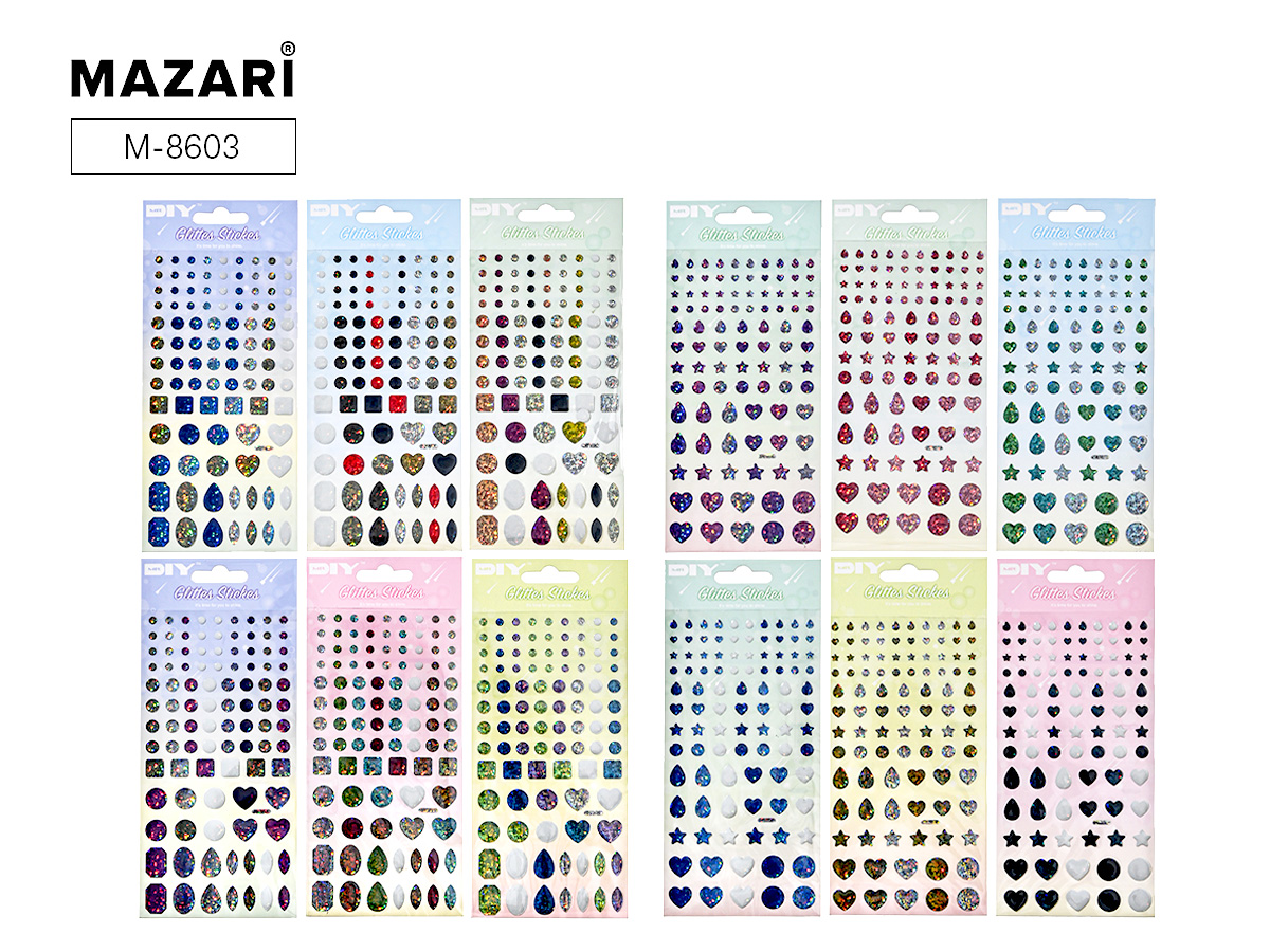 Наклейки декоративные 9, 5x20, 5см ПВХ 12 дизайнов Mazari