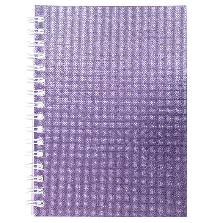 Книжка записная А6  80л гребень "METALLIC Фиолетовая" бумвинил Hatber