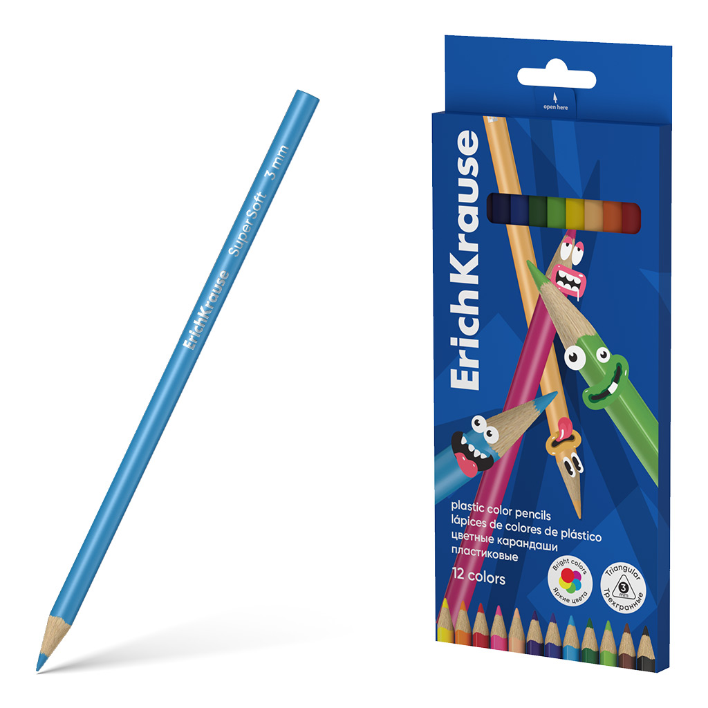 Цветные карандаши 12цв пластик "Color Friends" трехгранные к/к Erich Krause