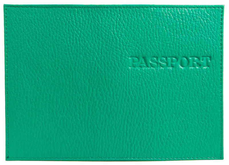 Обложка для паспорта кожа "PASSPORT" зеленый флоттер тиснение конгрев
