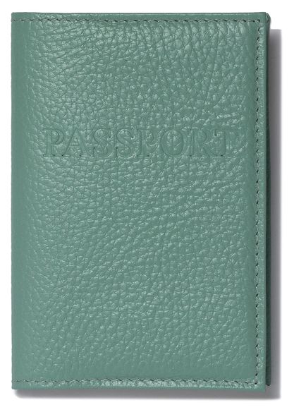 Обложка для паспорта кожа "PASSPORT" мята флоттер тиснение конгрев