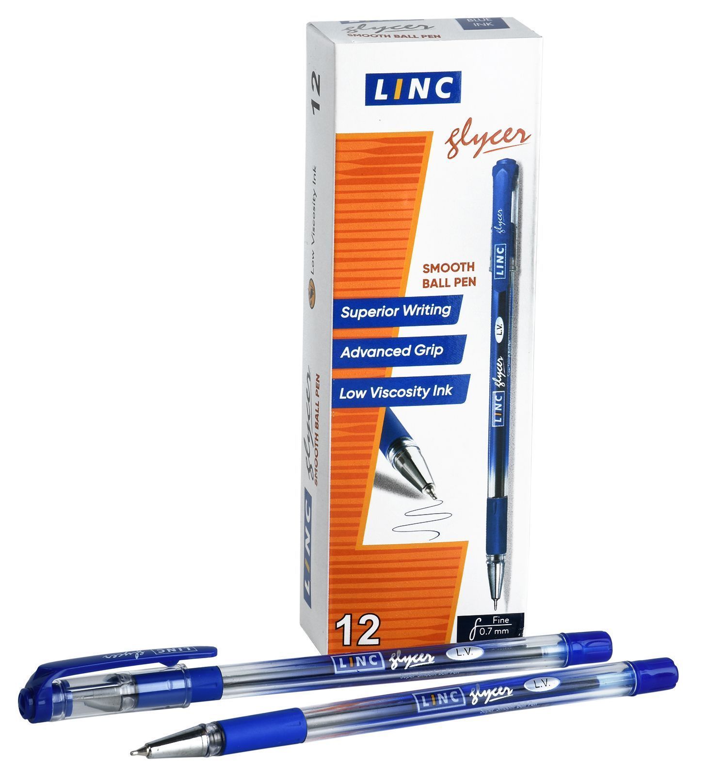 Ручка шариковая  синий 0, 7мм R/рез. держ. GLYСER LINC
