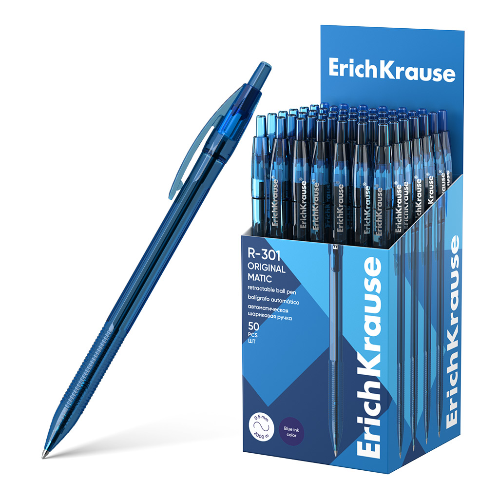 Ручка автоматическая  синий 1мм R-301 Matic Original длина письма 2000м Erich Krause